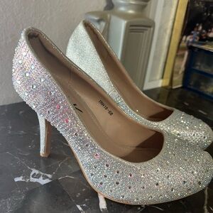 Elegant Silver Glitter Heels